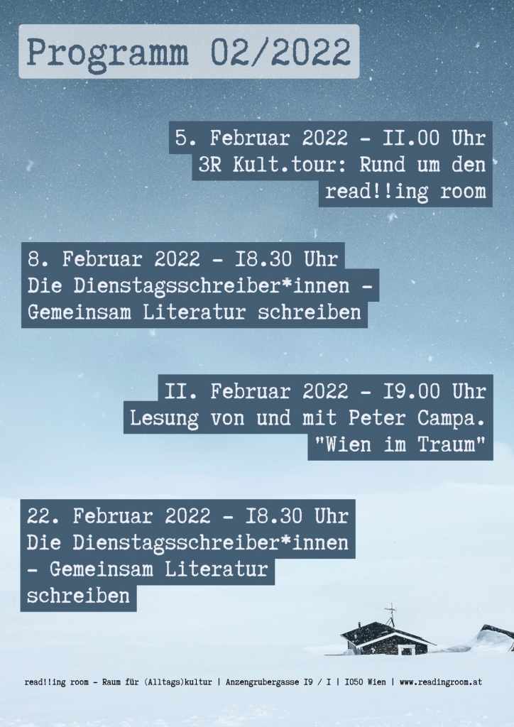 read!!ing room Programm Veranstaltungen Februar 2022